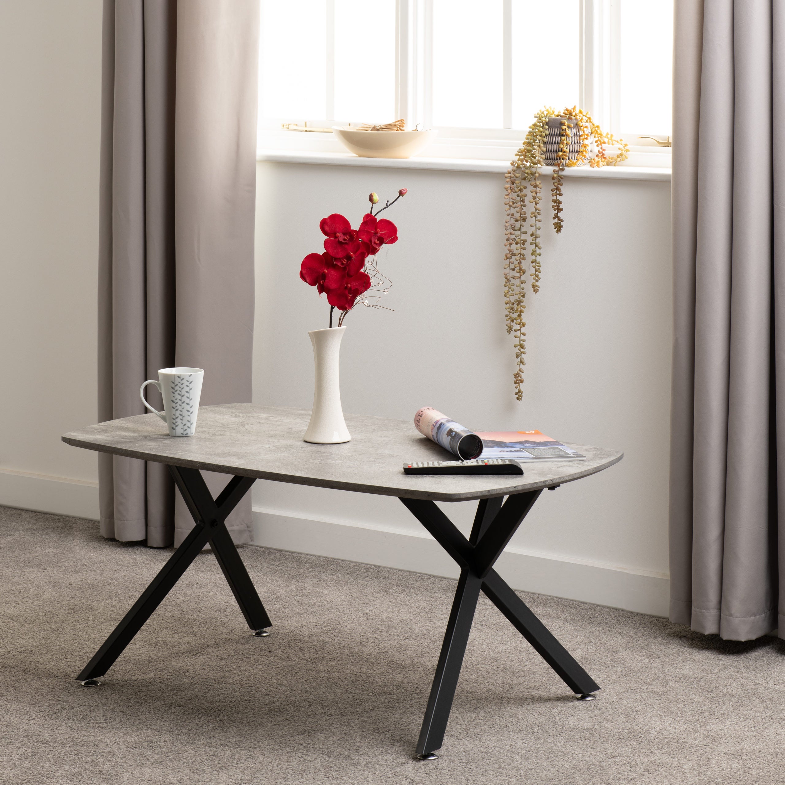 Athens Oval Coffee Table - Concrete Effect