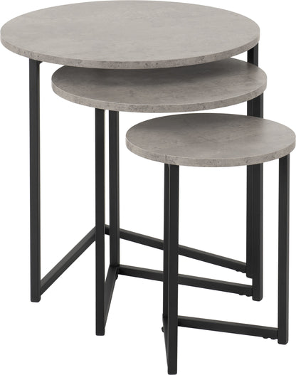 Athens Round 3Pc Nest Of Tables - Concrete Effect