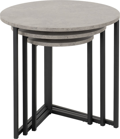 Athens Round 3Pc Nest Of Tables - Concrete Effect