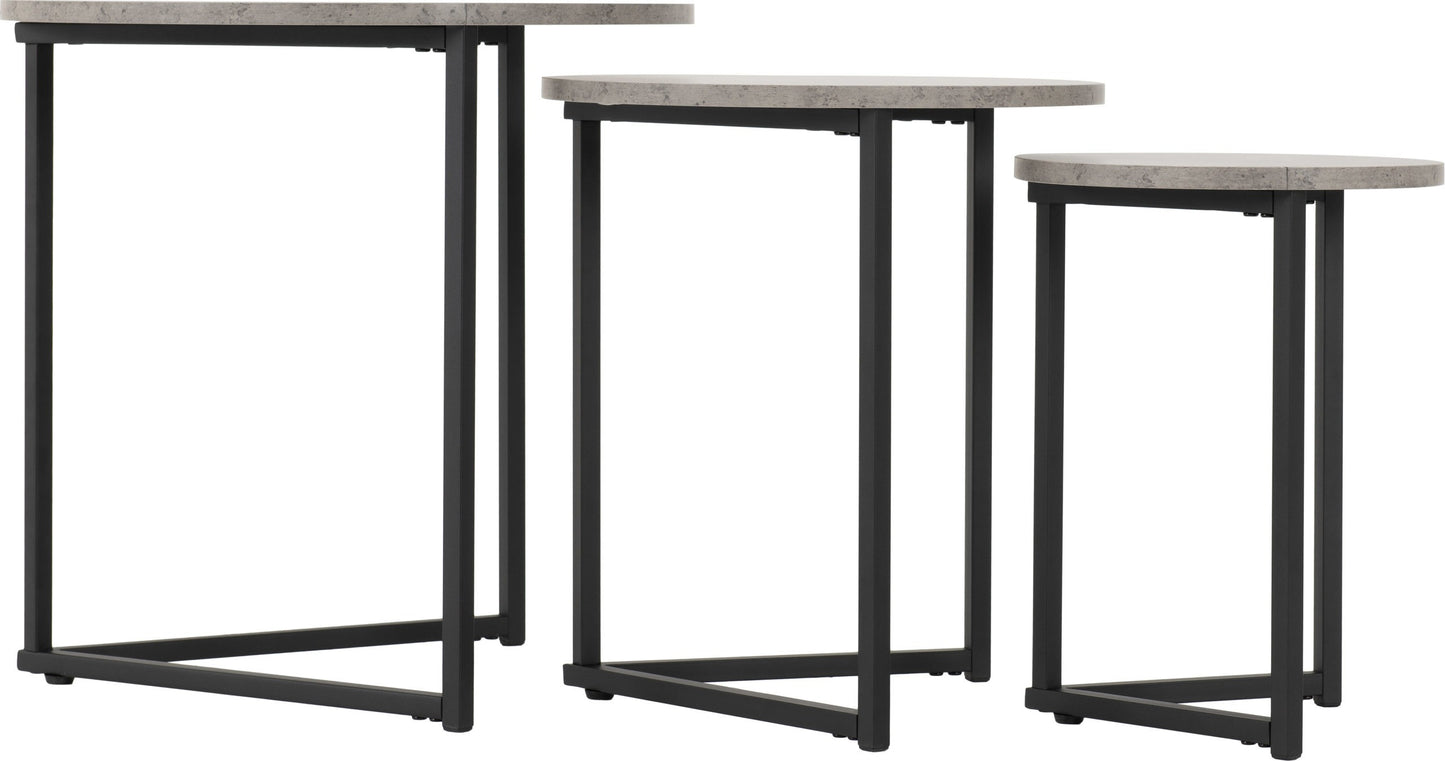 Athens Round 3Pc Nest Of Tables - Concrete Effect