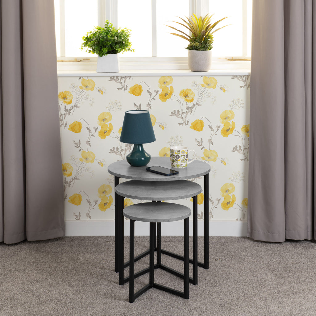 Athens Round 3Pc Nest Of Tables - Concrete Effect