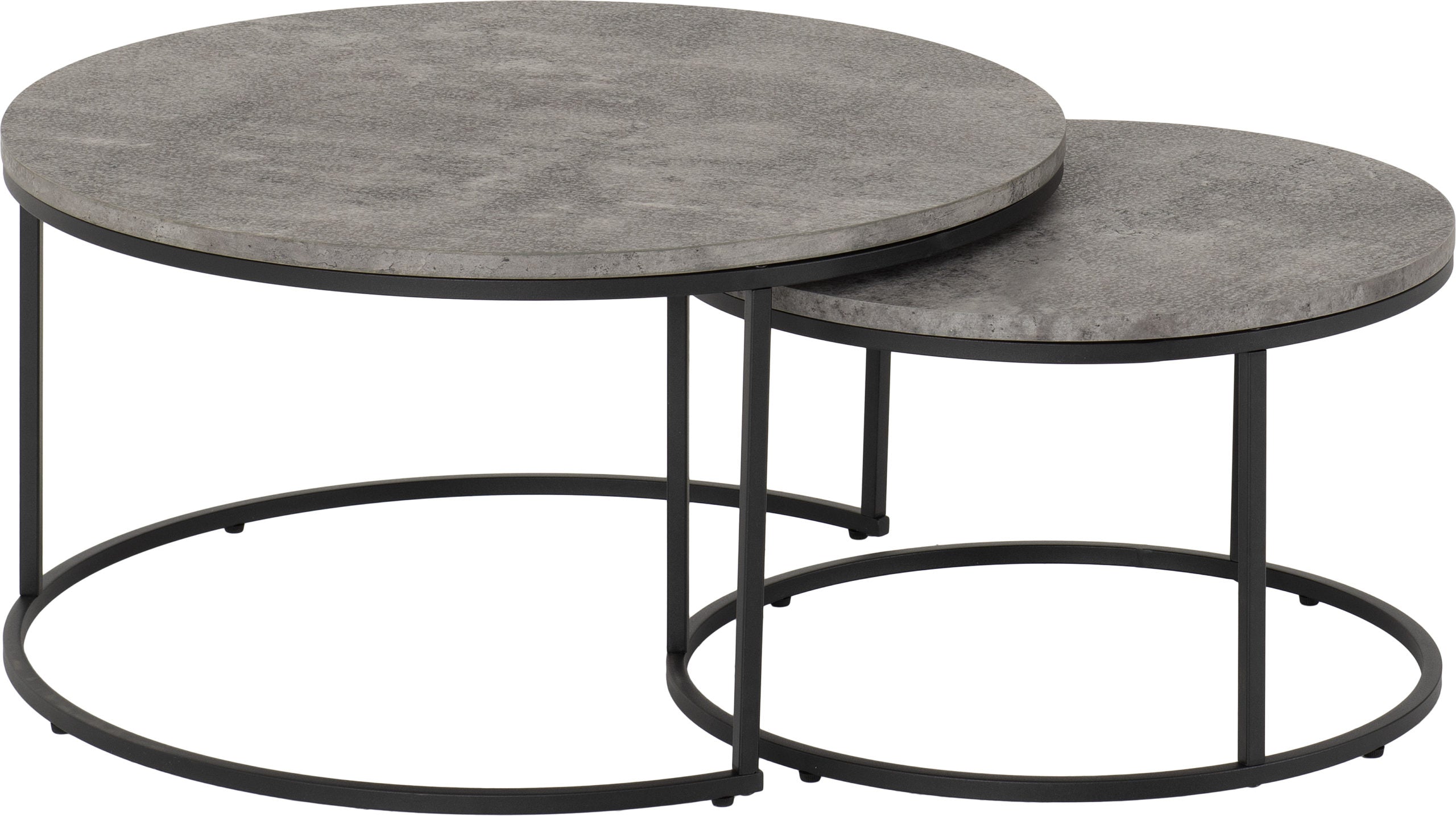 Athens Round Coffee Table Set - Concrete Effect