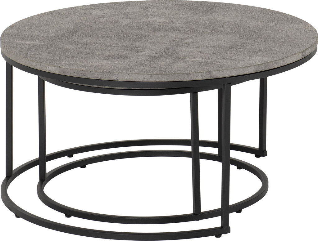 Athens Round Coffee Table Set - Concrete Effect