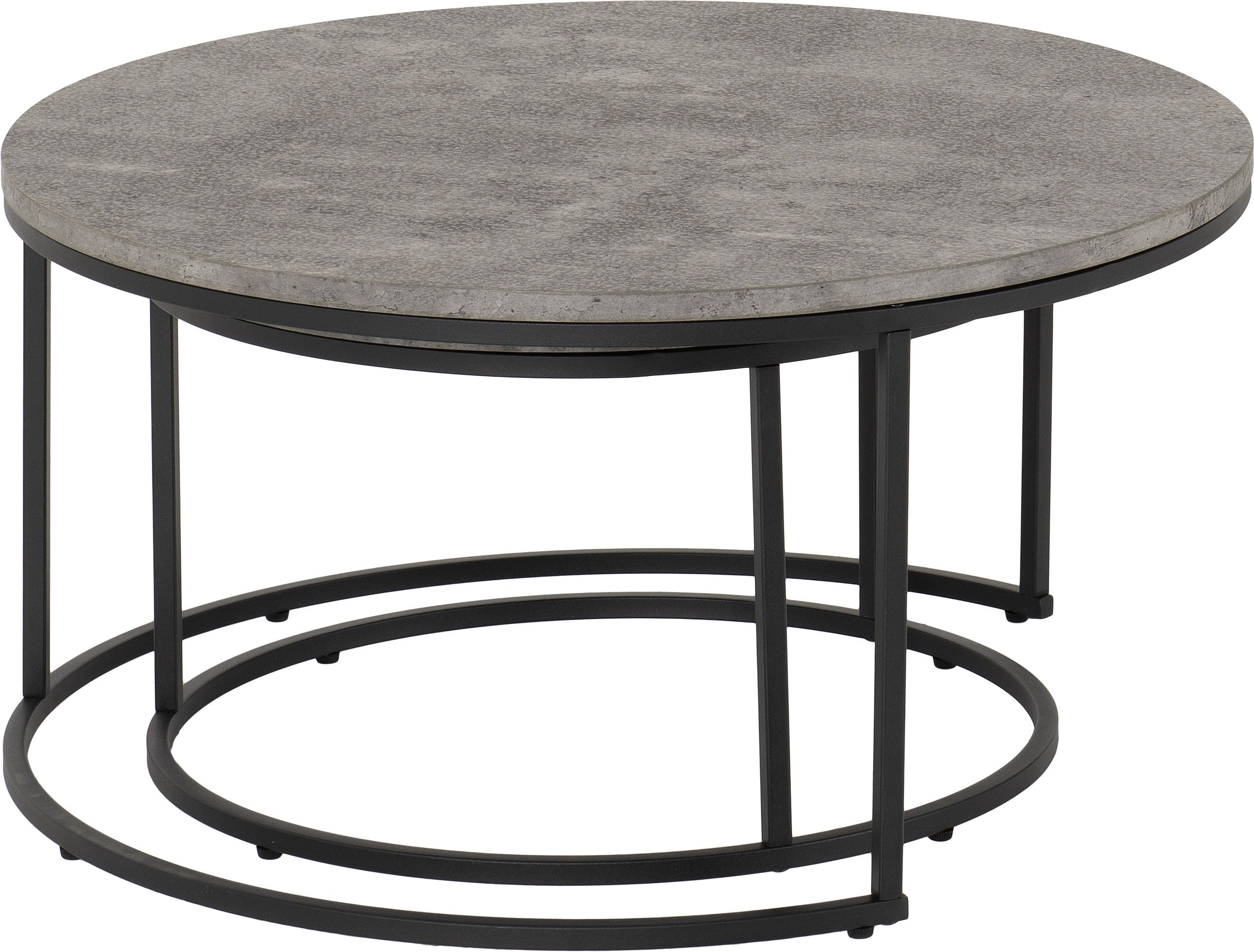 Athens Round Coffee Table Set - Concrete Effect