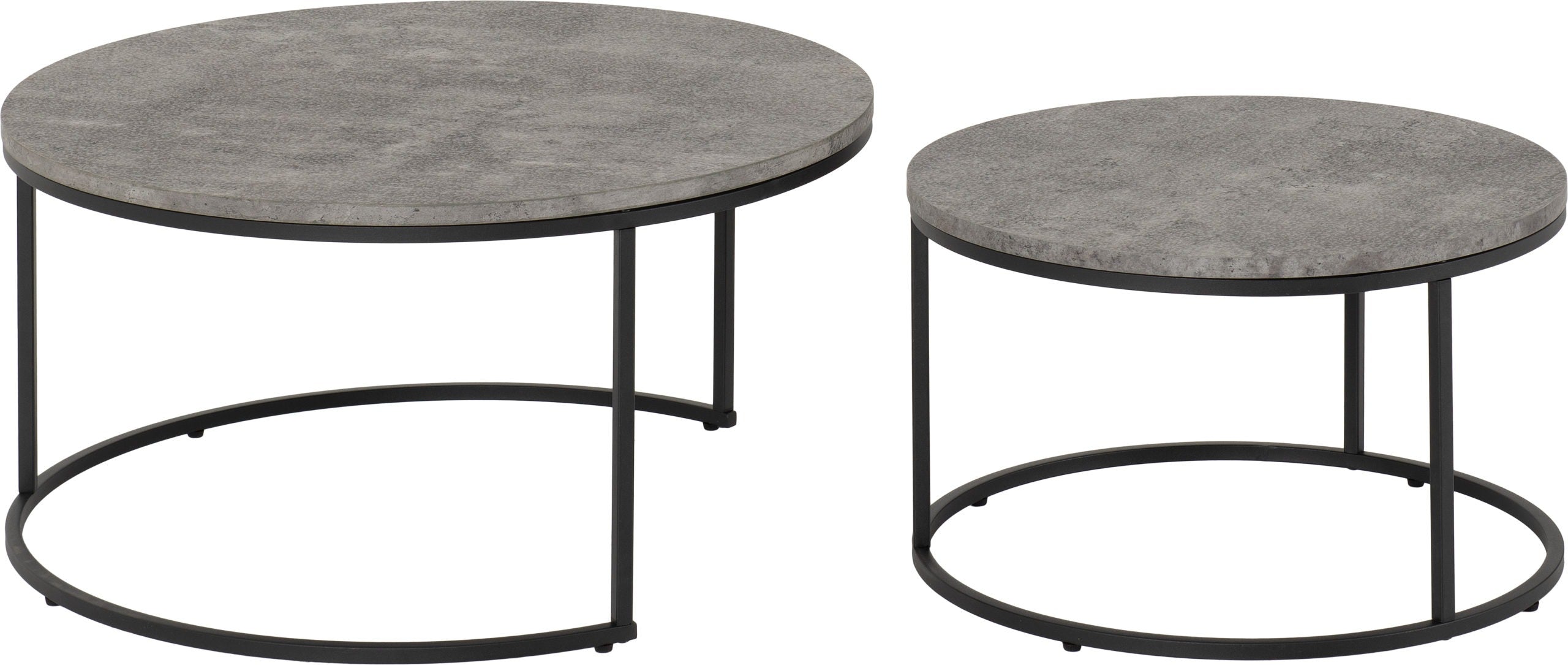 Athens Round Coffee Table Set - Concrete Effect