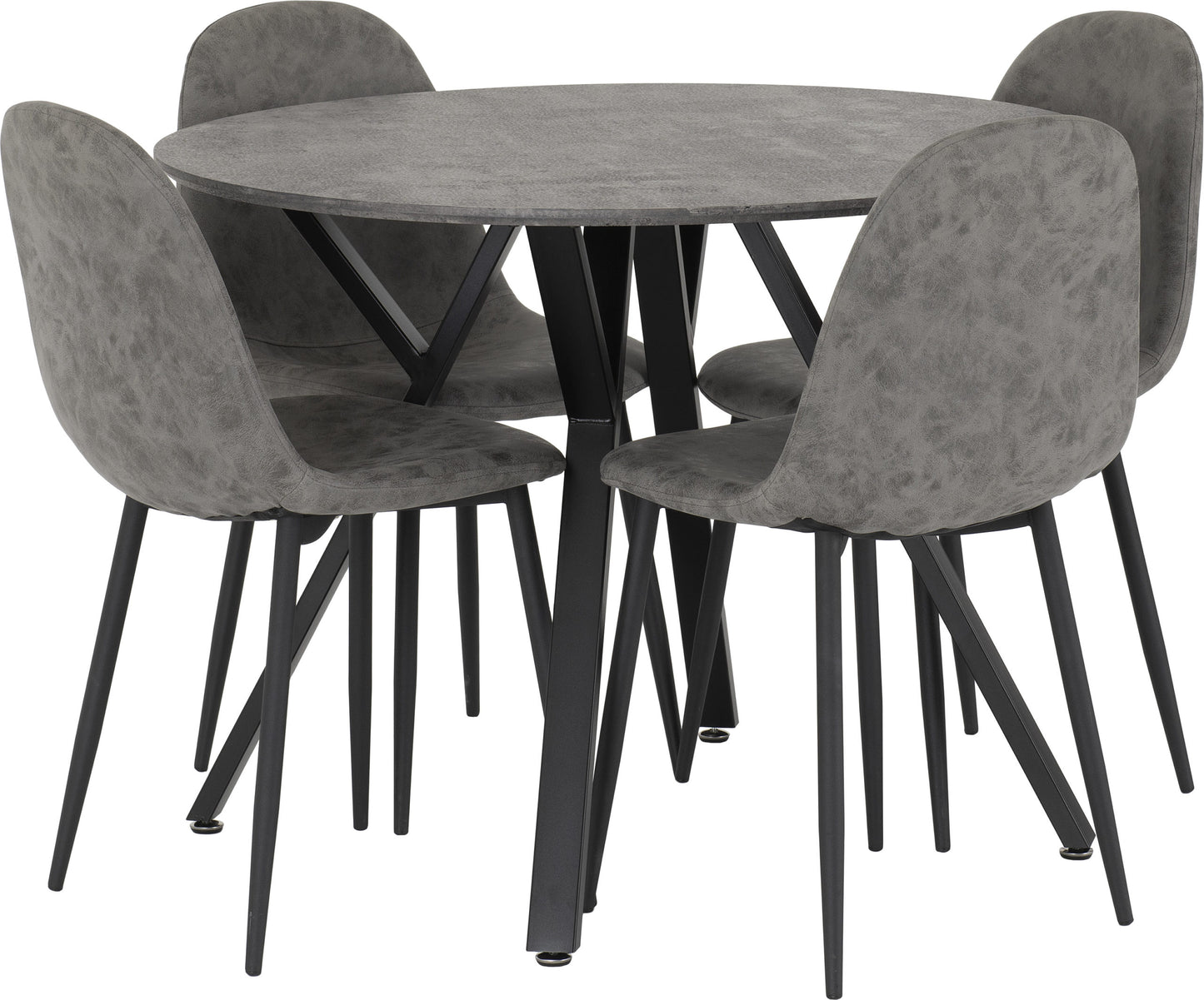 Athens Round Dining Set (X4 Chairs) - Concrete Effect