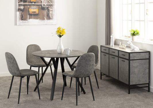 Athens Round Dining Set (X4 Chairs) - Concrete Effect