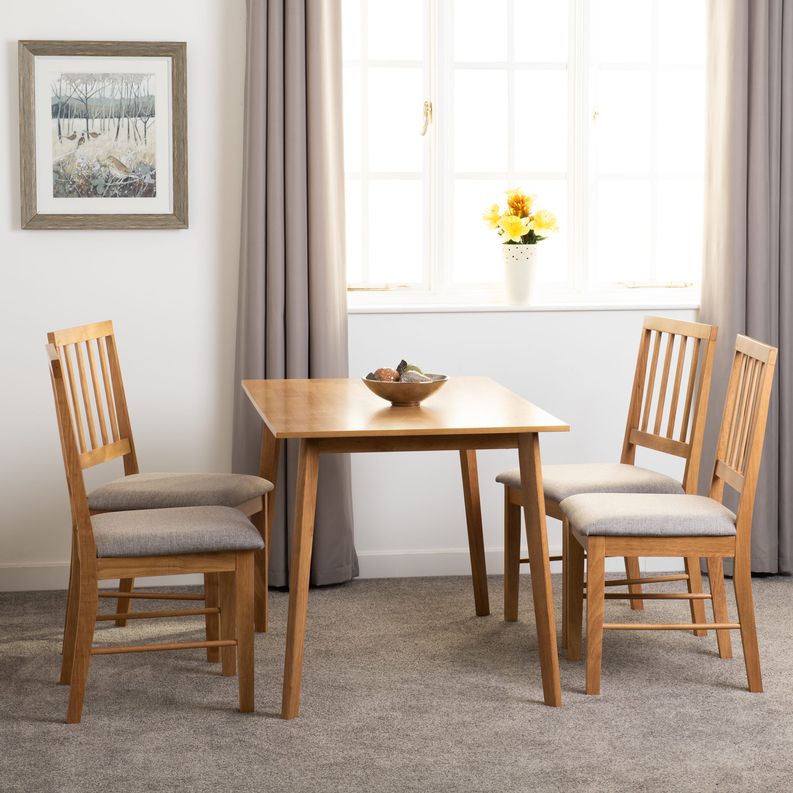 Austin 1+4 Dining Set - Oak Effect/Grey Fabric
