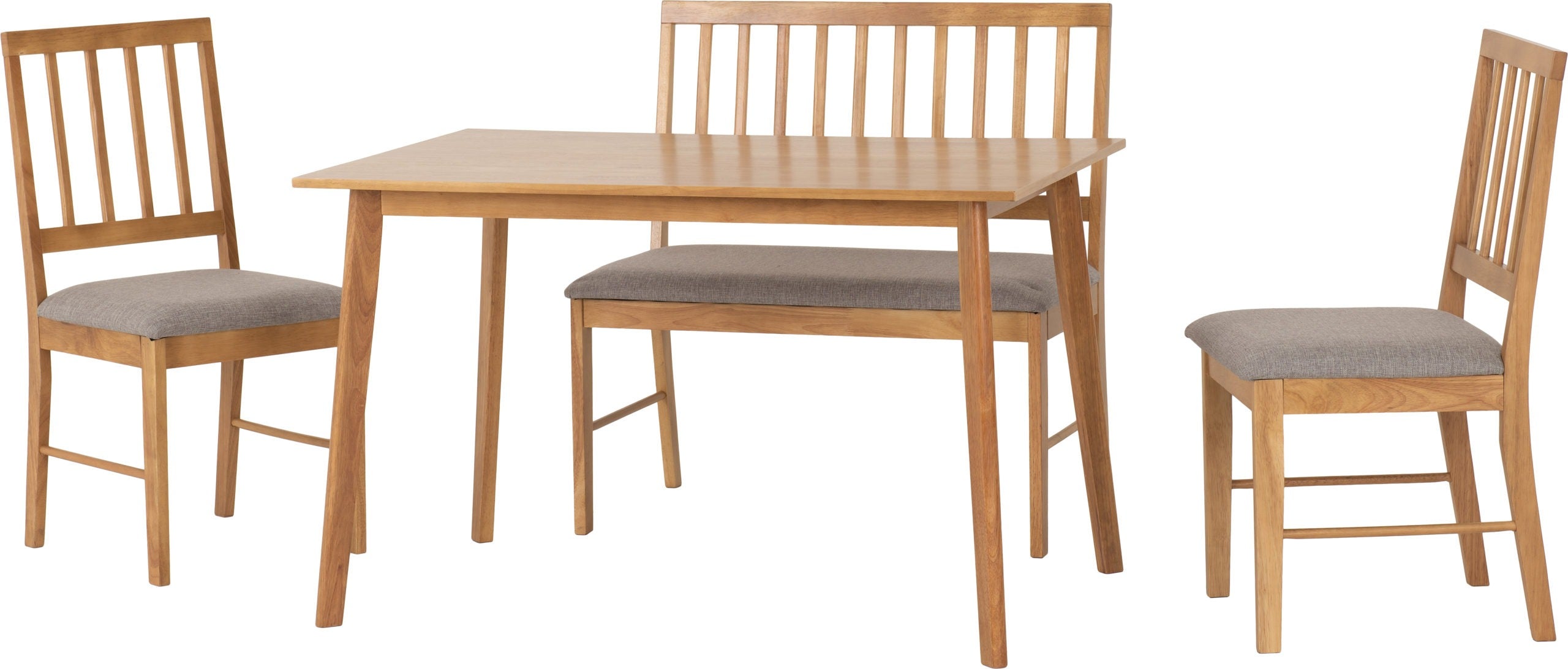 Austin Dining Bench Set (X2 Chairs) - Oak Effect/Grey Fabric