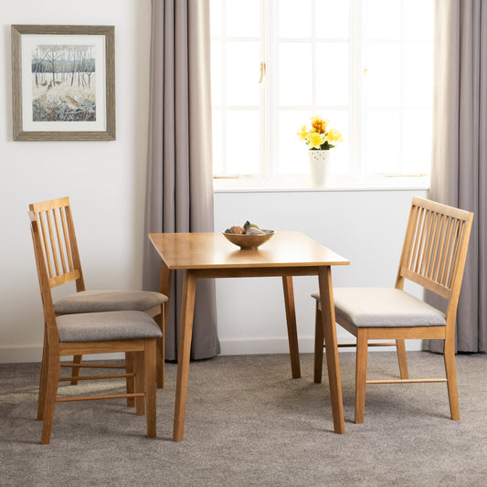 Austin Dining Bench Set (X2 Chairs) - Oak Effect/Grey Fabric