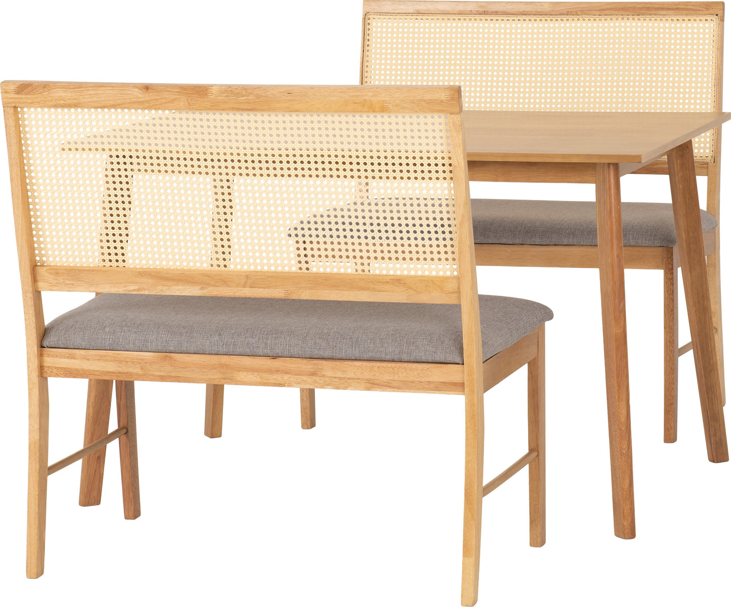 Austin & Ellis 1+2 Dining Bench Set - Oak Effect/Grey Fabric