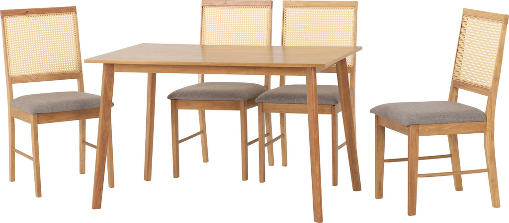 Austin & Ellis 1+4 Dining Set - Oak Effect/Grey Fabric