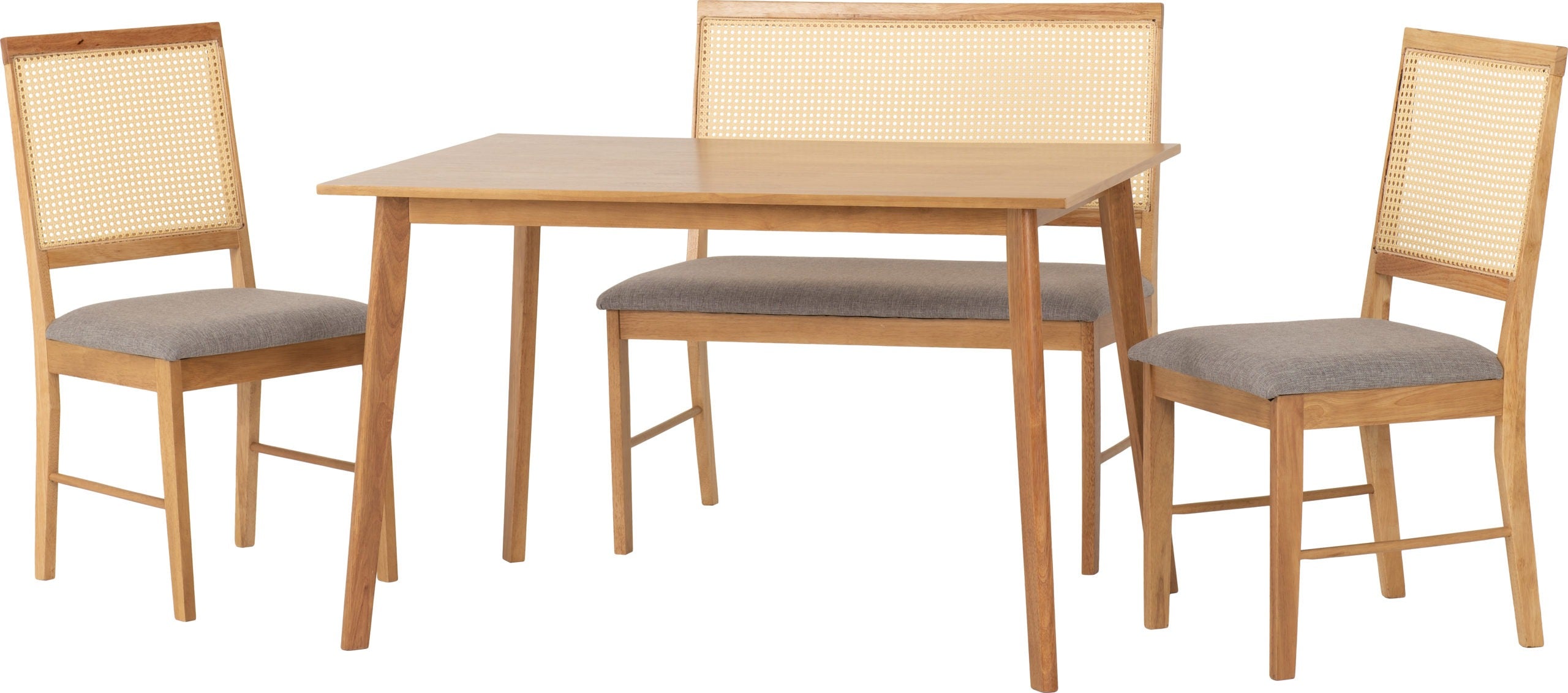 Austin & Ellis Dining Bench Set (X2 Chairs) - Oak Effect/Grey Fabric