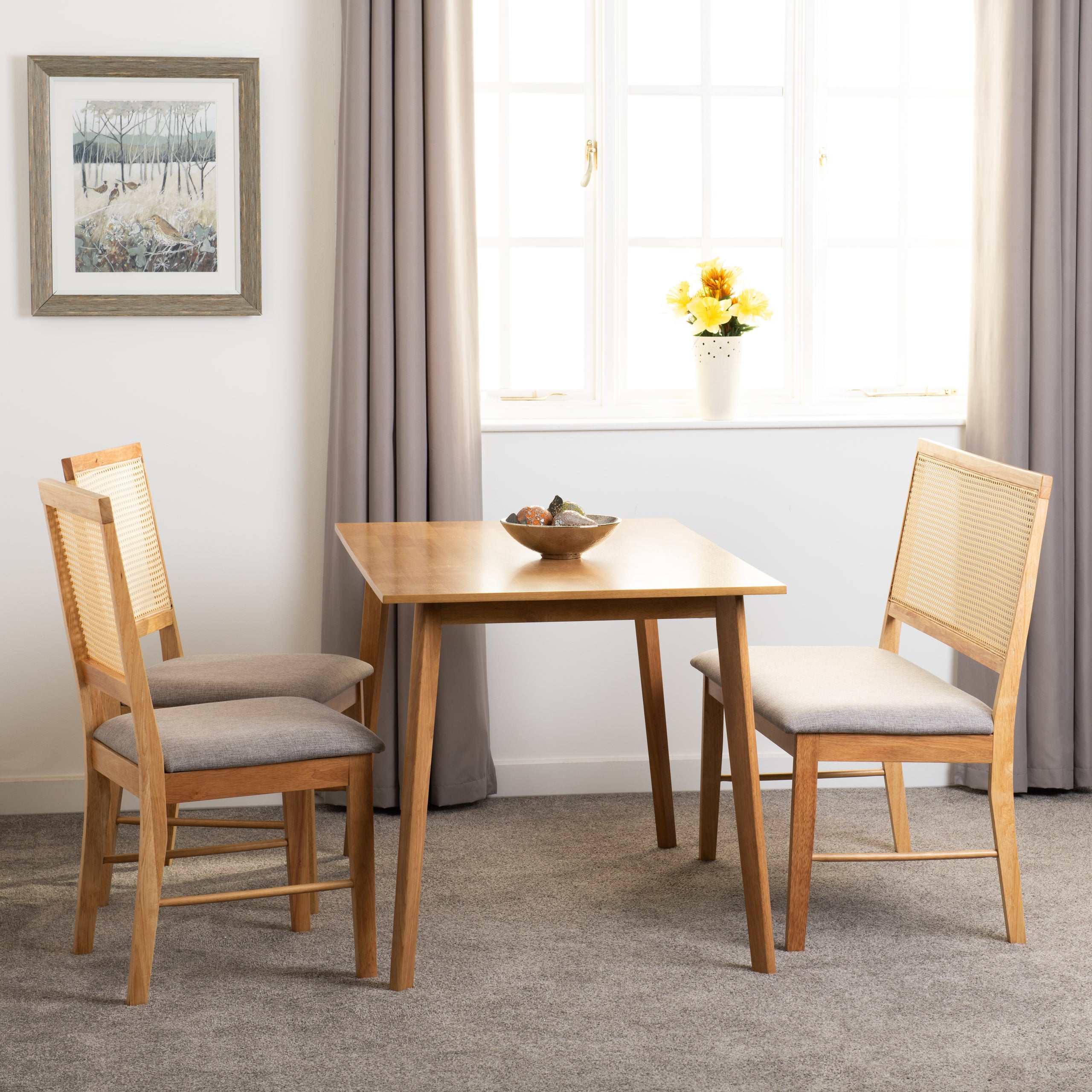 Austin & Ellis Dining Bench Set (X2 Chairs) - Oak Effect/Grey Fabric