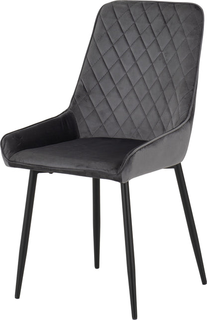 Athens Rect & Avery Dining Set (X4 Chairs) - Concrete/Grey Velvet