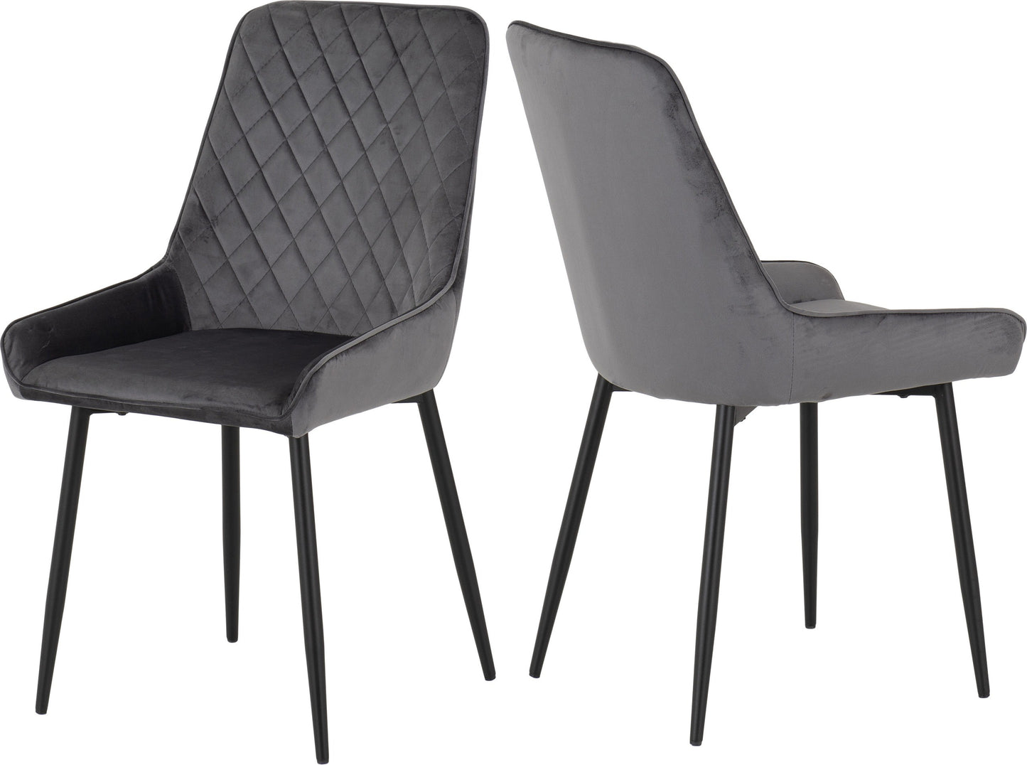 Hamilton & Avery Large Dining Set (X6 Chairs) - Medium Oak Effect/Grey Velvet