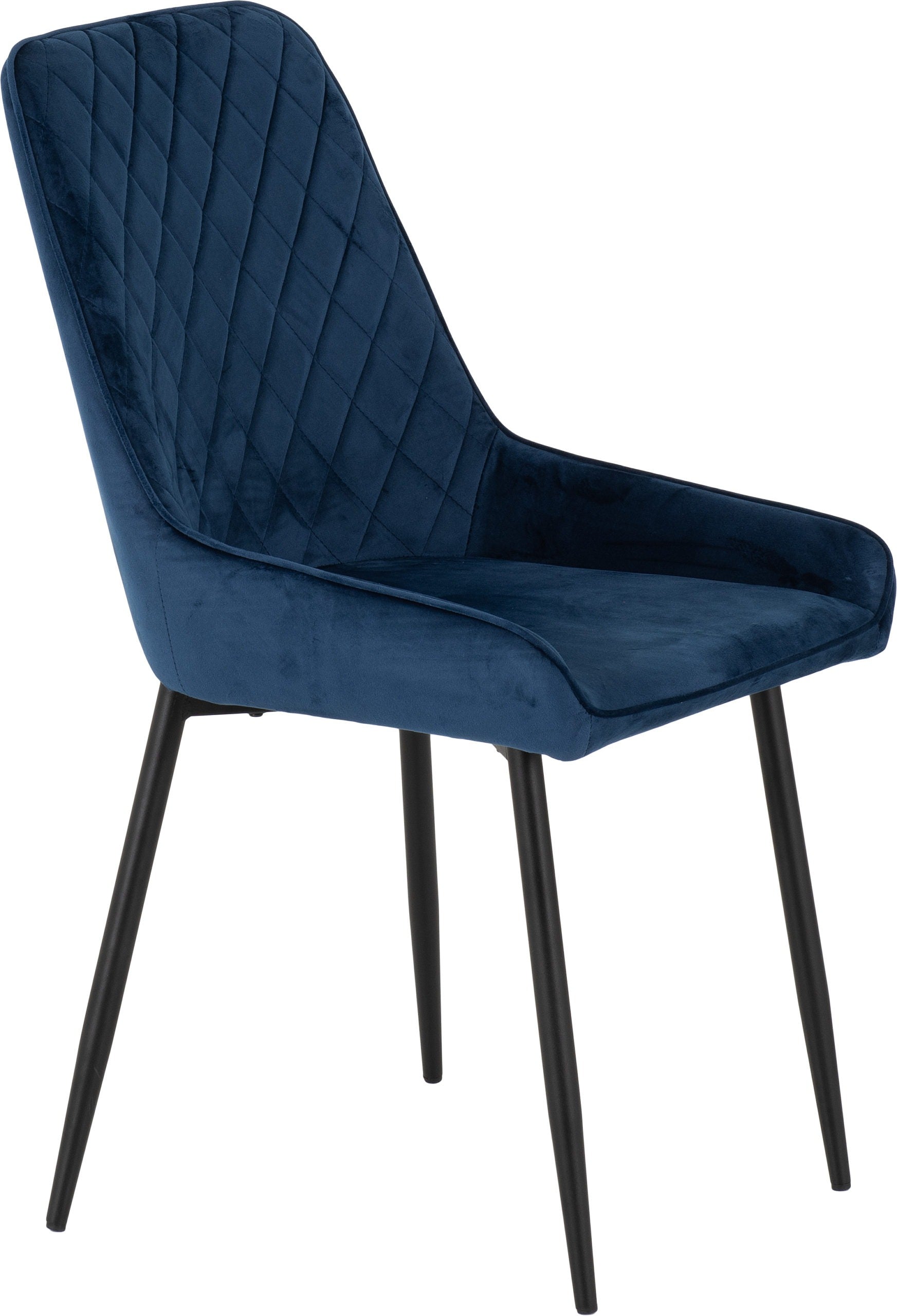 Athens Rect & Avery Dining Set (X4 Chairs) - Concrete/Sapphire Blue Velvet