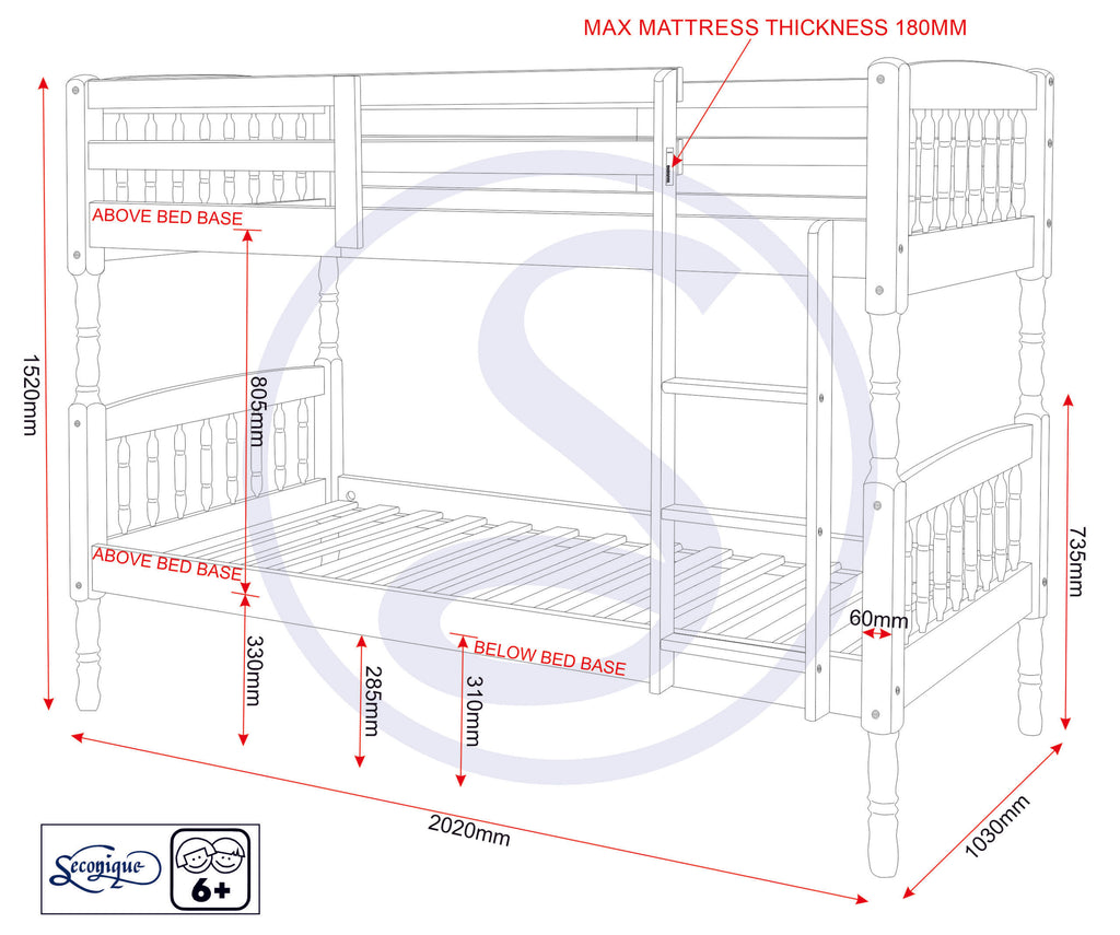 Albany 3' Bunk Bed - Antique Pine
