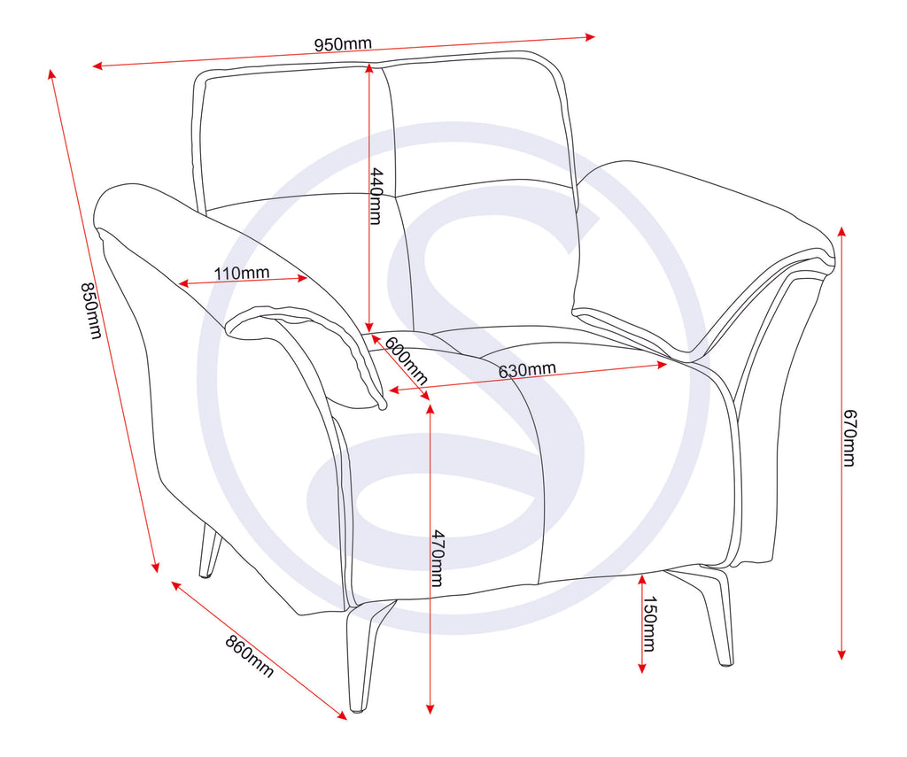 Amalfi 1 Seater Sofa - Grey Fabric