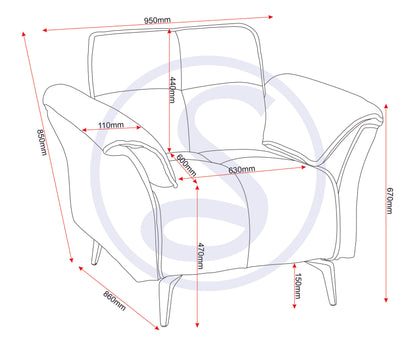 Amalfi 1 Seater Sofa - Grey Fabric