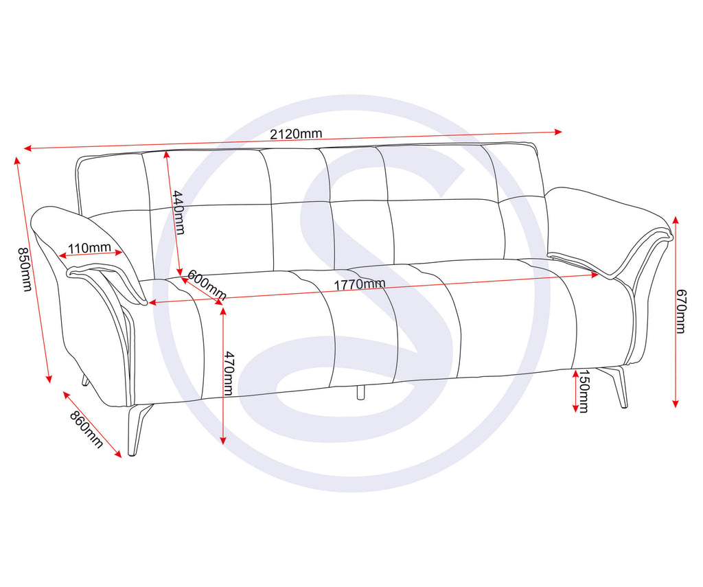 Amalfi 3 Seater Sofa - Champagne Fabric