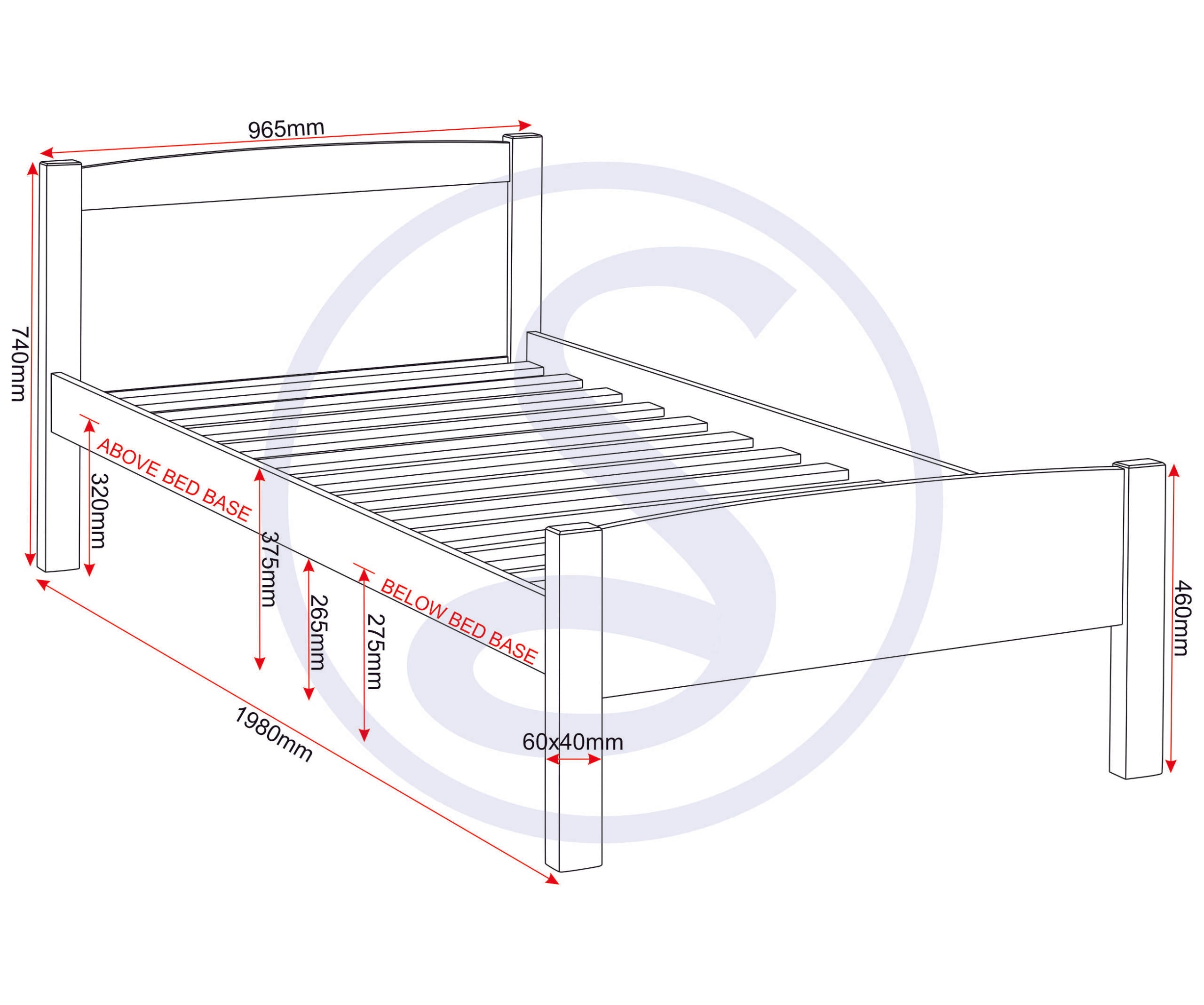 Amber 3' Bed - White