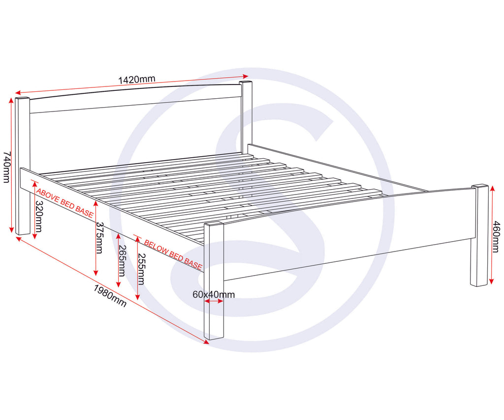 Amber 4'6" Bed - Grey Slate