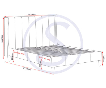 Amelia 4'6" Bed - Dark Grey Fabric