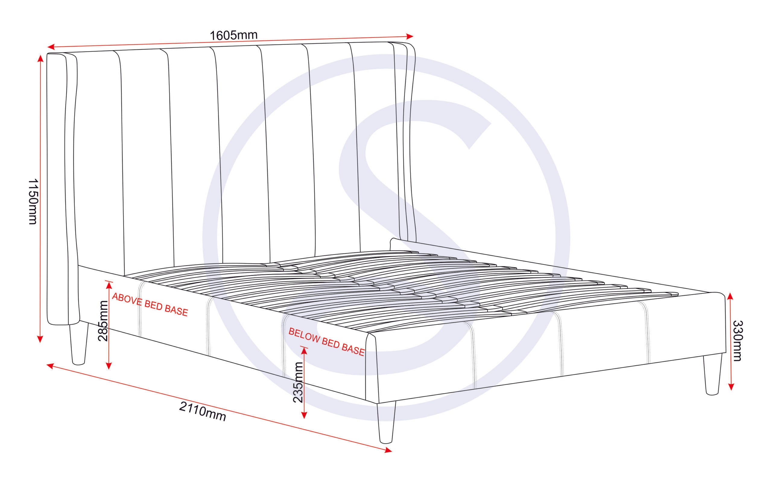 Amelia 4'6" Bed - Green Velvet Fabric
