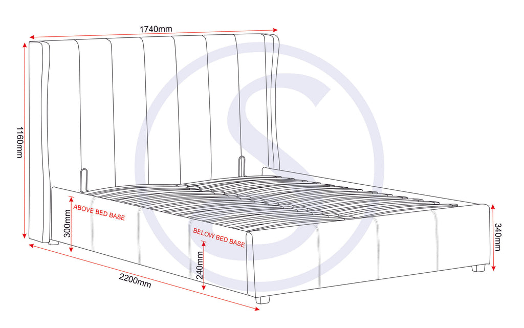Amelia 5' Plus Bed - Dark Grey Fabric