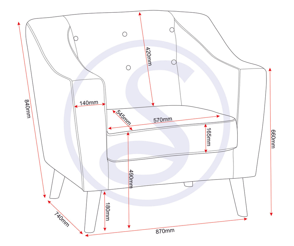 Ashley 1 Seater Sofa - Dark Grey