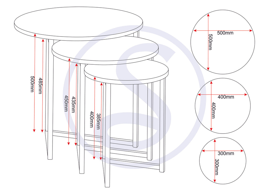 Athens Round 3Pc Nest Of Tables - Concrete Effect