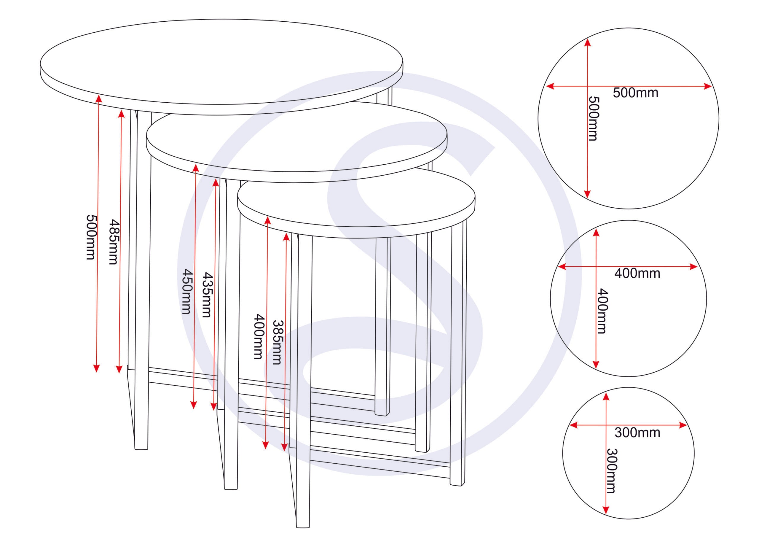 Athens Round 3Pc Nest Of Tables - Concrete Effect