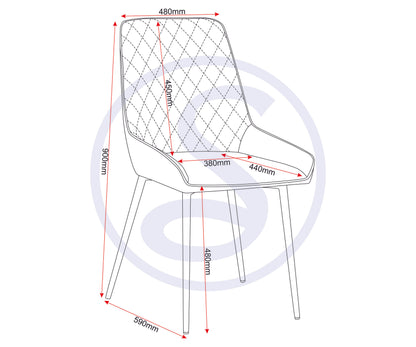 Athens Rect & Avery Dining Set (X4 Chairs) - Concrete/Grey Velvet