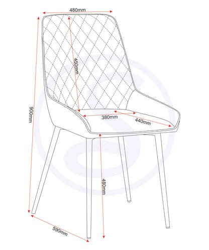 Athens Round & Avery Dining Set (X4 Chairs) - Concrete/Grey Velvet
