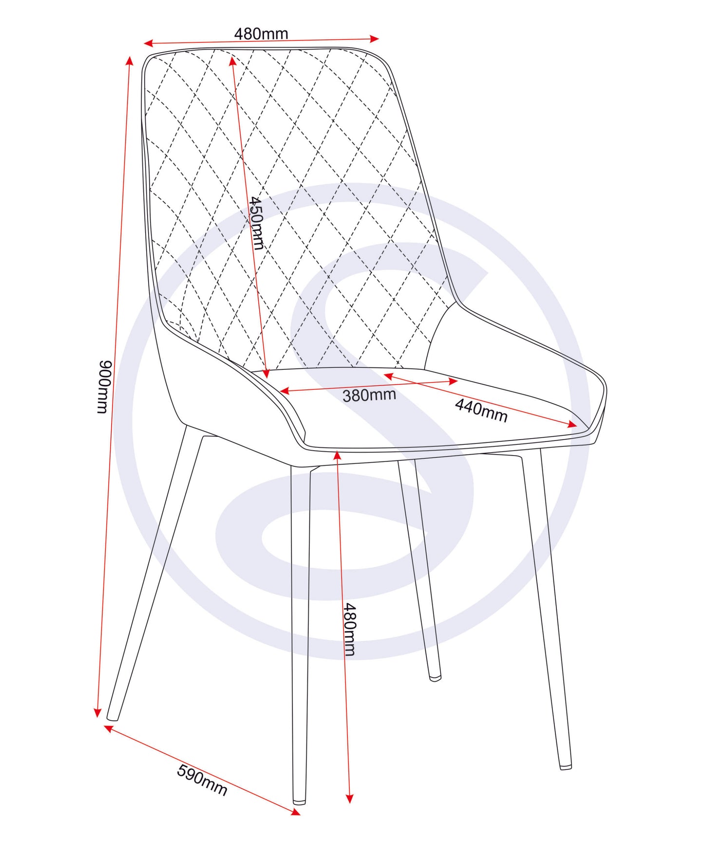 Avery Dining Chair (X2 Per Box) - Sapphire Blue Velvet