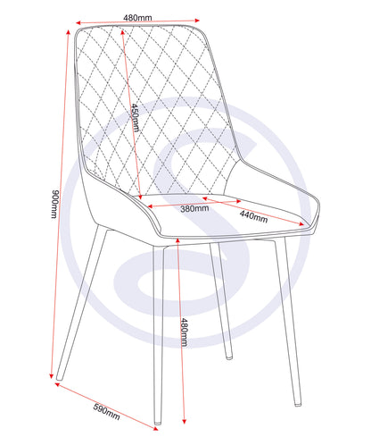 Avery Dining Chair (X2 Per Box) - Sapphire Blue Velvet