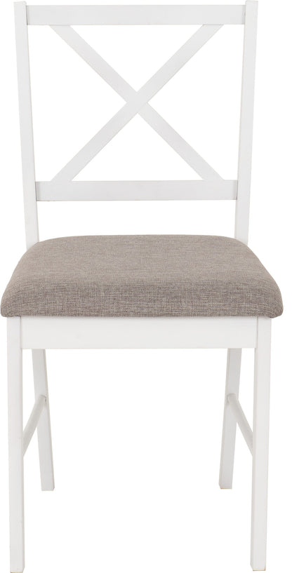Balfour 1+4 Dining Set - White/Oak Effect/Grey Fabric