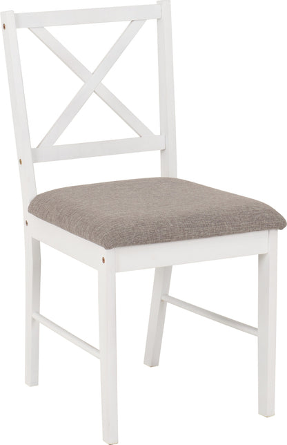 Balfour 1+4 Dining Set - White/Oak Effect/Grey Fabric