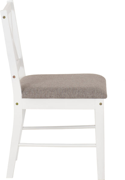 Balfour 1+4 Dining Set - White/Oak Effect/Grey Fabric