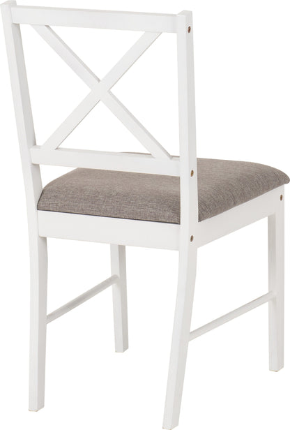 Balfour 1+4 Dining Set - White/Oak Effect/Grey Fabric