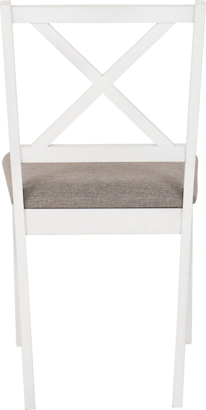 Balfour 1+4 Dining Set - White/Oak Effect/Grey Fabric