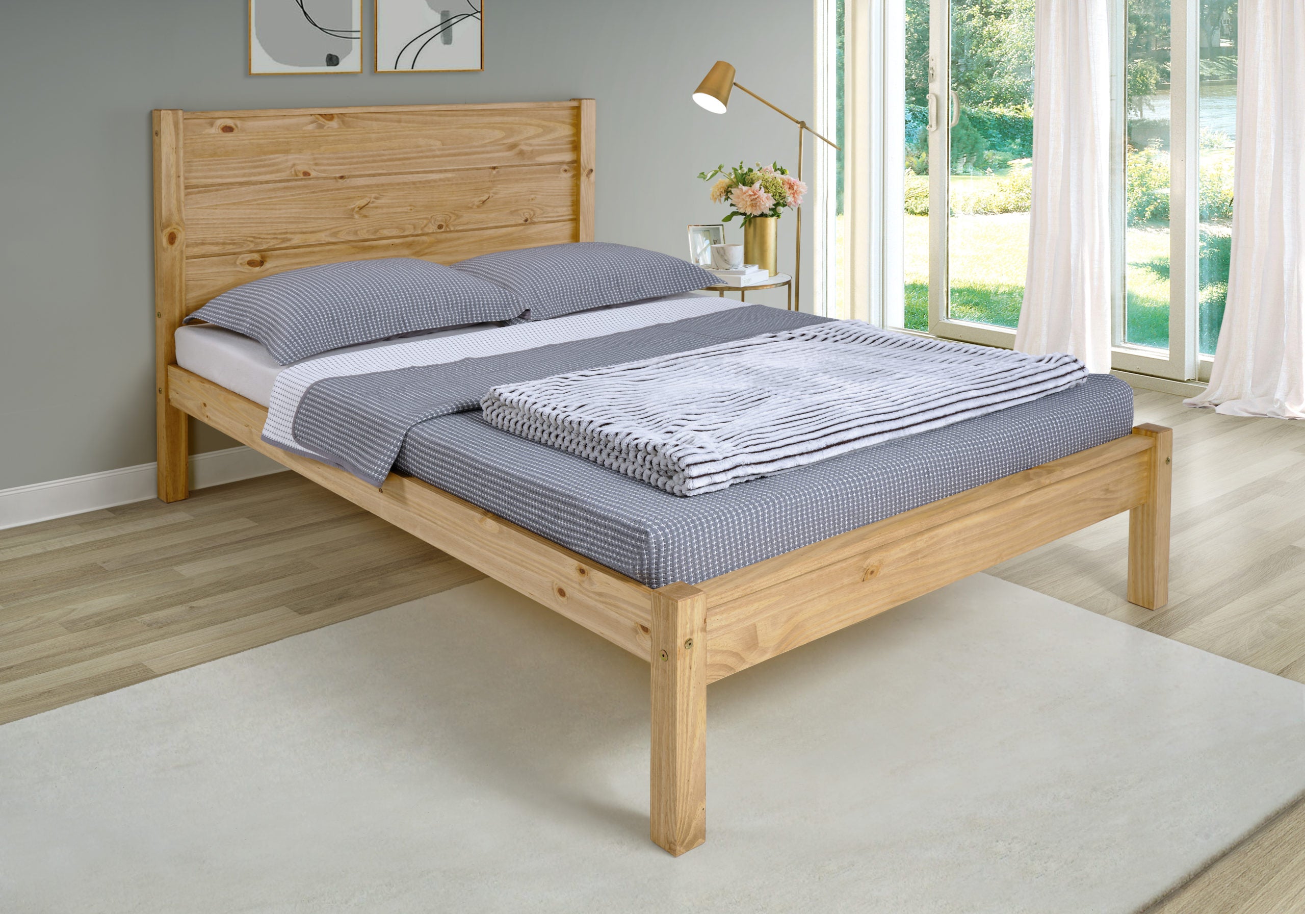 Barton 4'6" Bed - Waxed Pine