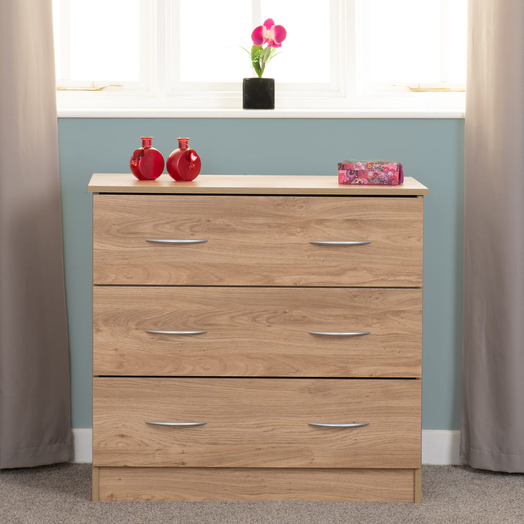 Bellingham 3 Drawer Chest - Oak Effect Veneer