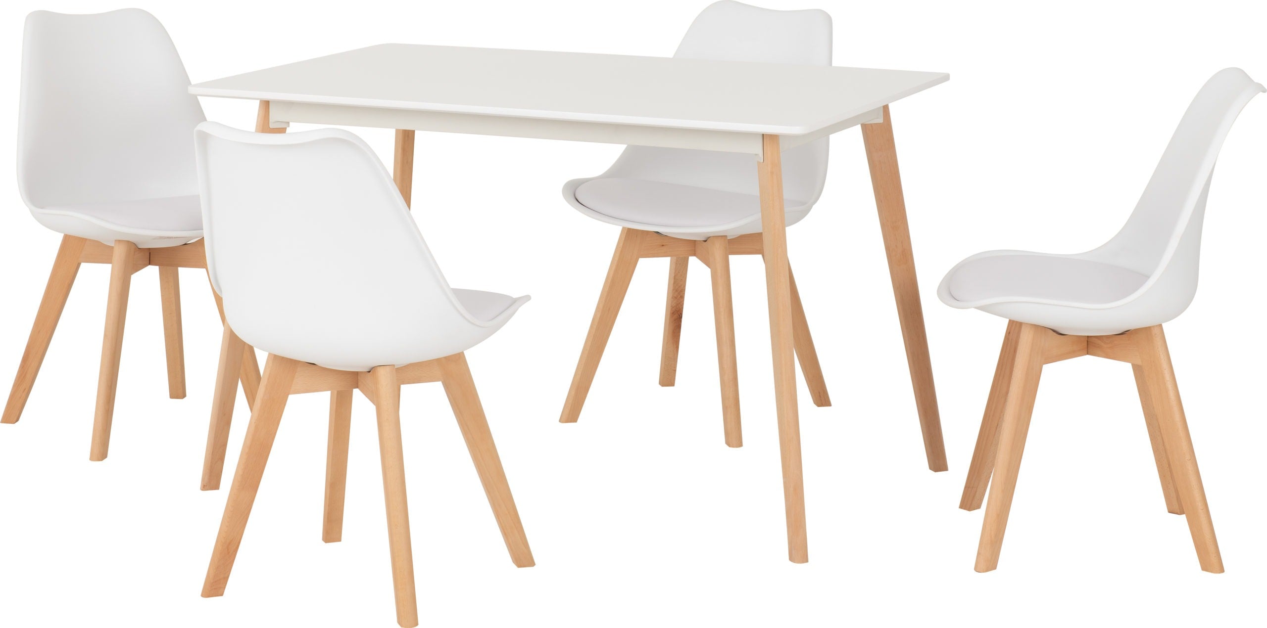 Bendal Dining Set (X4 Chairs) - White Pu/Beech
