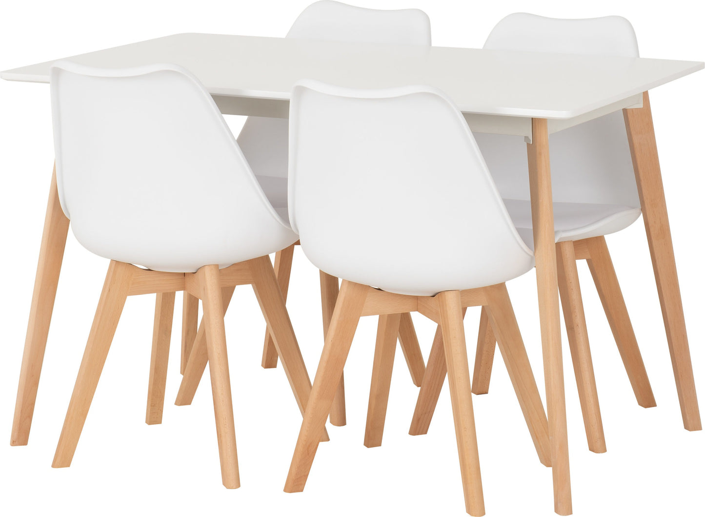 Bendal Dining Set (X4 Chairs) - White Pu/Beech