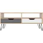 Bergen 2 Drawer Coffee Table - Oak Effect/White/Grey