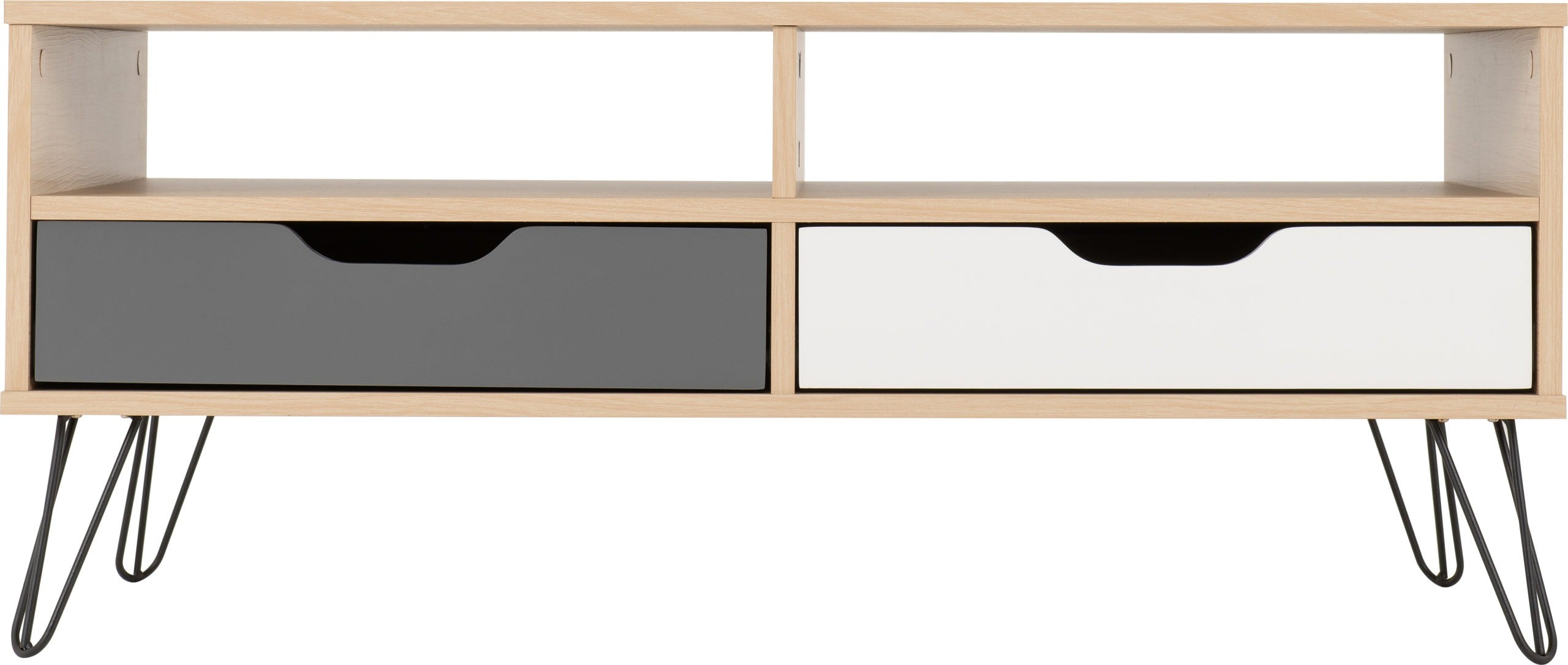 Bergen 2 Drawer Coffee Table - Oak Effect/White/Grey