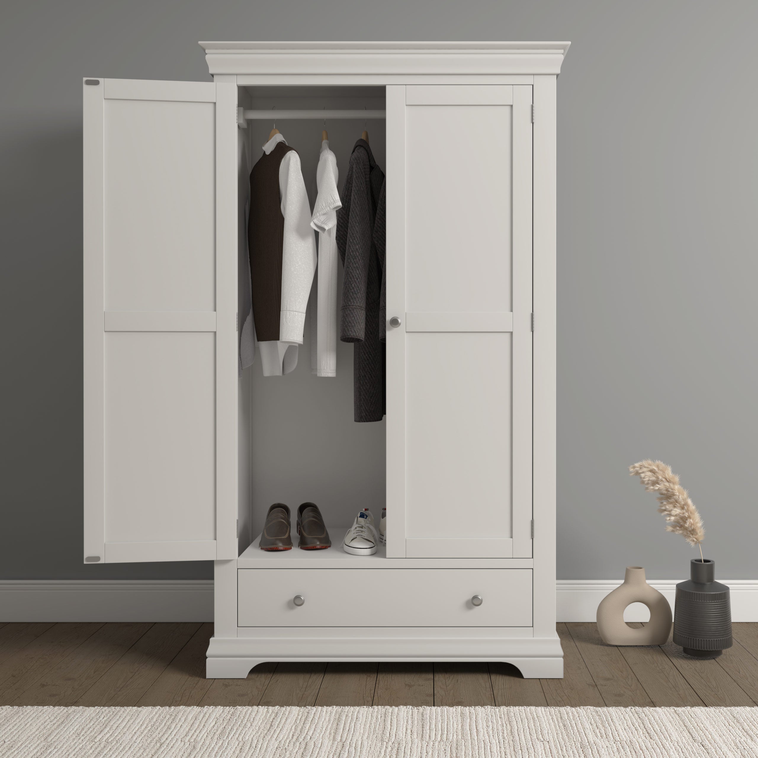 Bordeaux 2 Door Wardrobe - Ivory