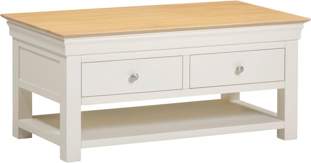 Bordeaux 2 Drawer Coffee Table - Ivory/Oak